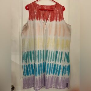 Lands' End Multi-Colored Tie-Dye Dress/Beach Cover Up/Nightgown